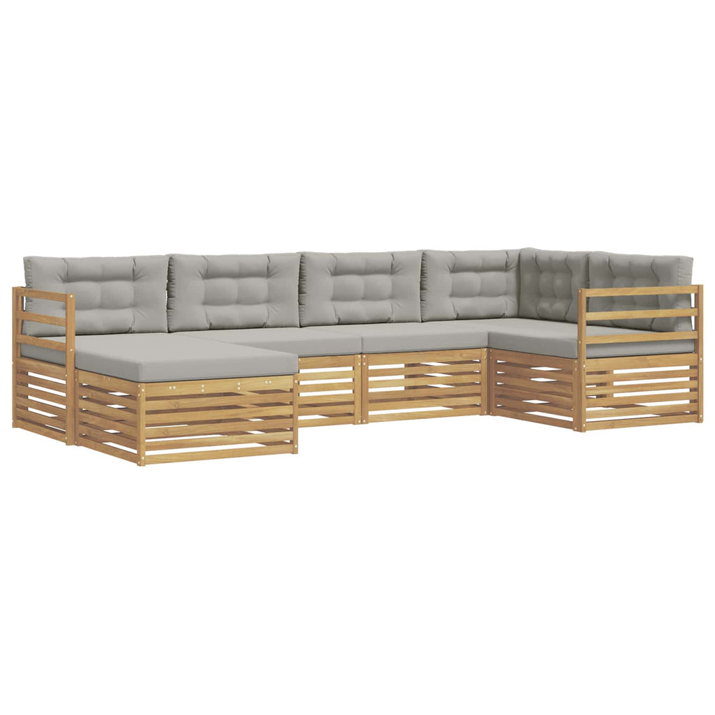 Outdoor-Sofagarnitur 6 pcs Weiß und Hellgrau Polyester