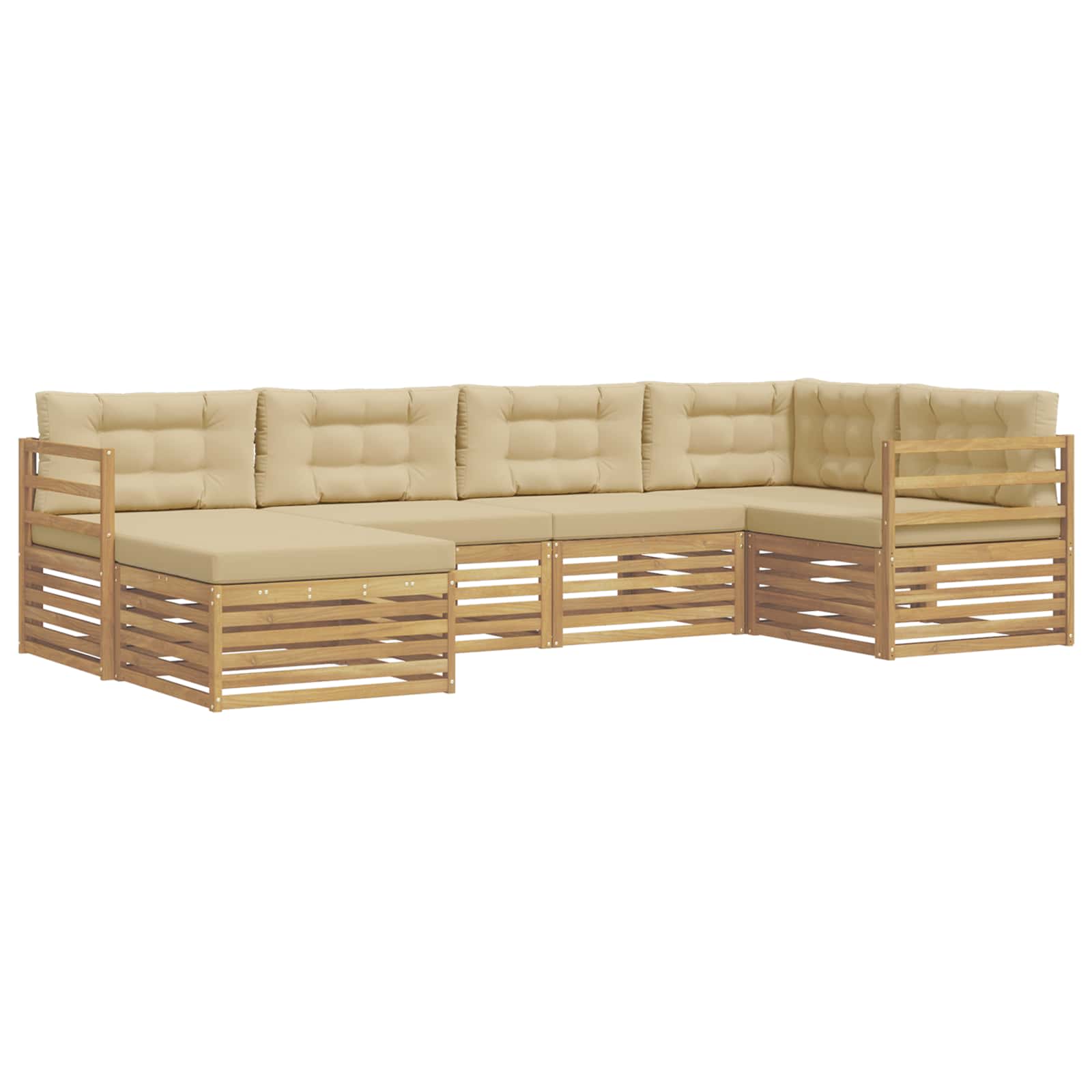 Outdoor-Sofagarnitur mit Kissen 6 pcs Weiß und Beige Polyester