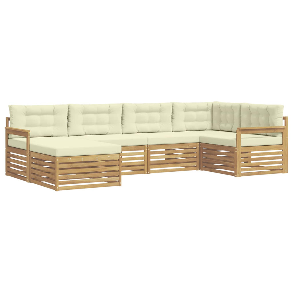 Outdoor-Sofagarnitur mit Kissen 6 pcs Weiß und Creme Polyester