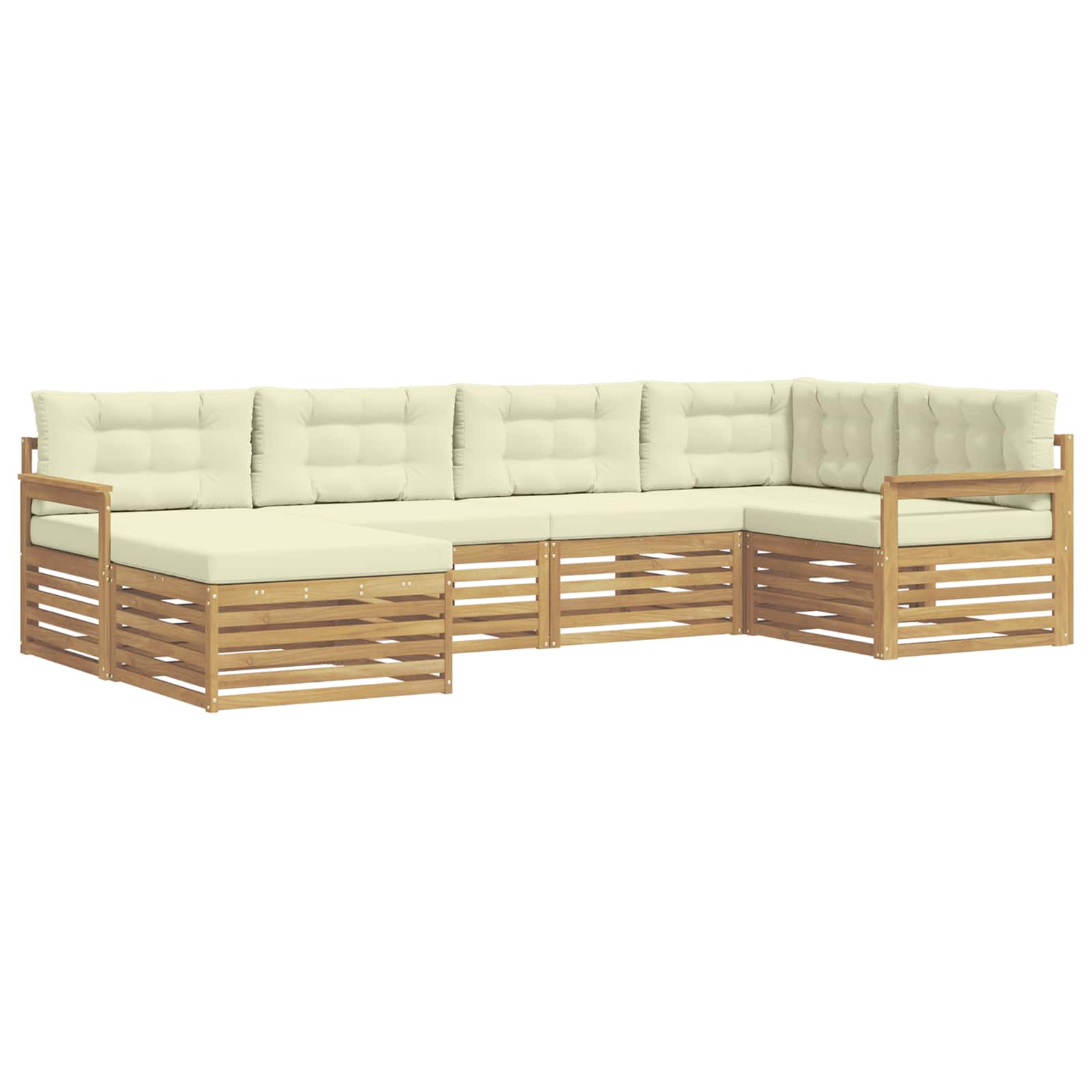 Outdoor-Sofagarnitur mit Kissen 6 pcs Weiß und Creme Polyester