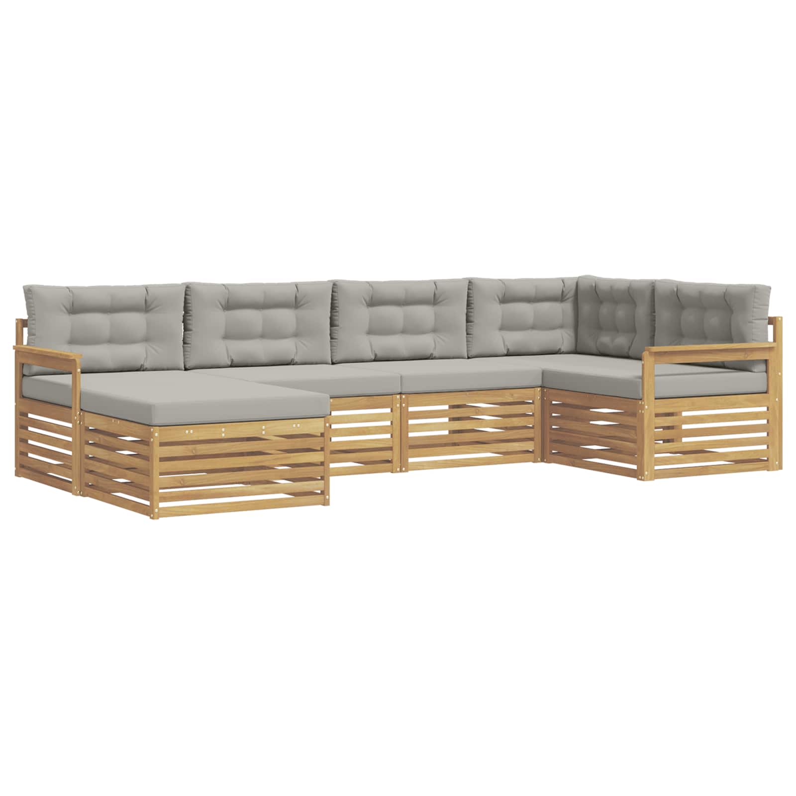 Outdoor-Sofagarnitur 6 pcs Weiß und Hellgrau Polyester