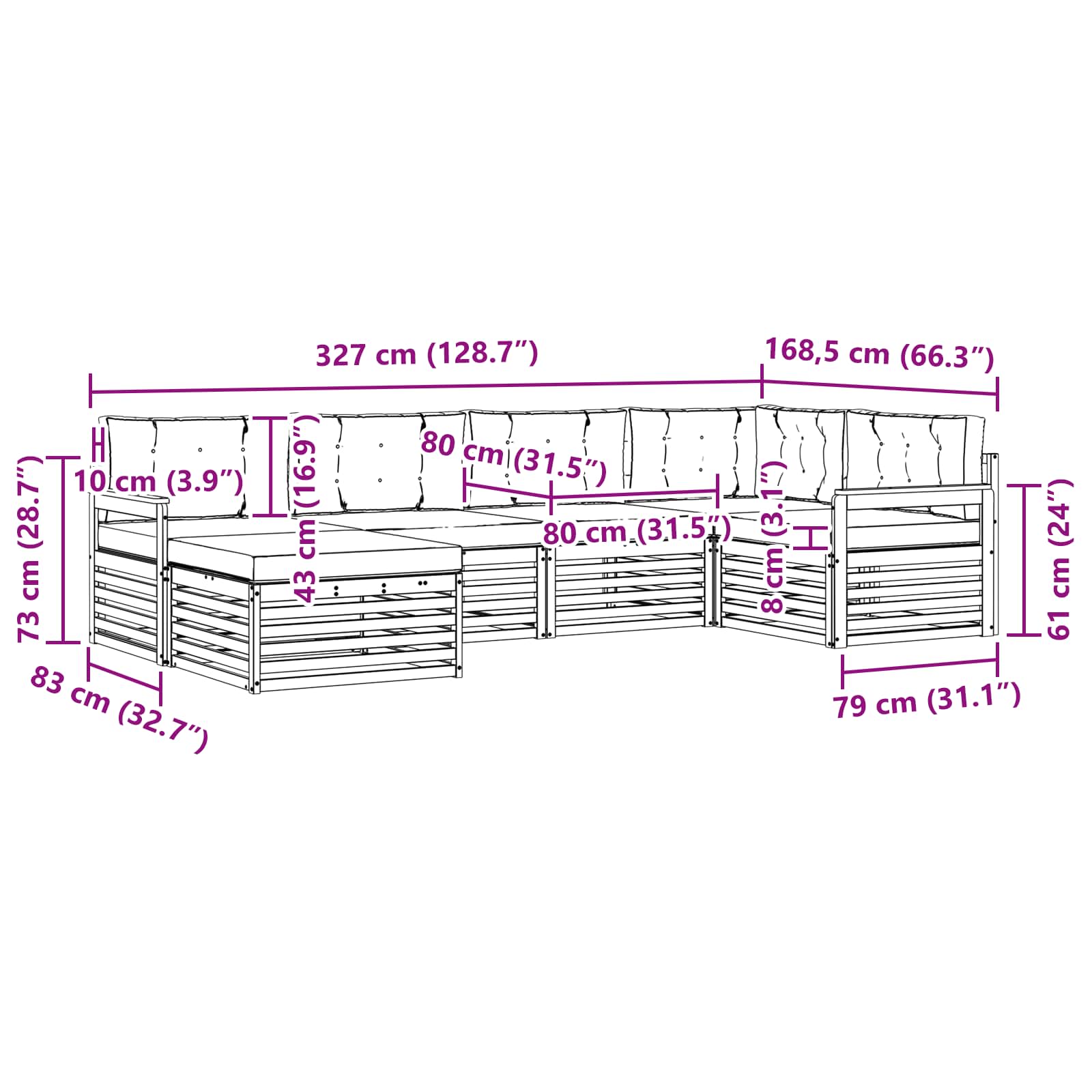 Outdoor-Sofagarnitur 6 pcs Weiß und Hellgrau Polyester
