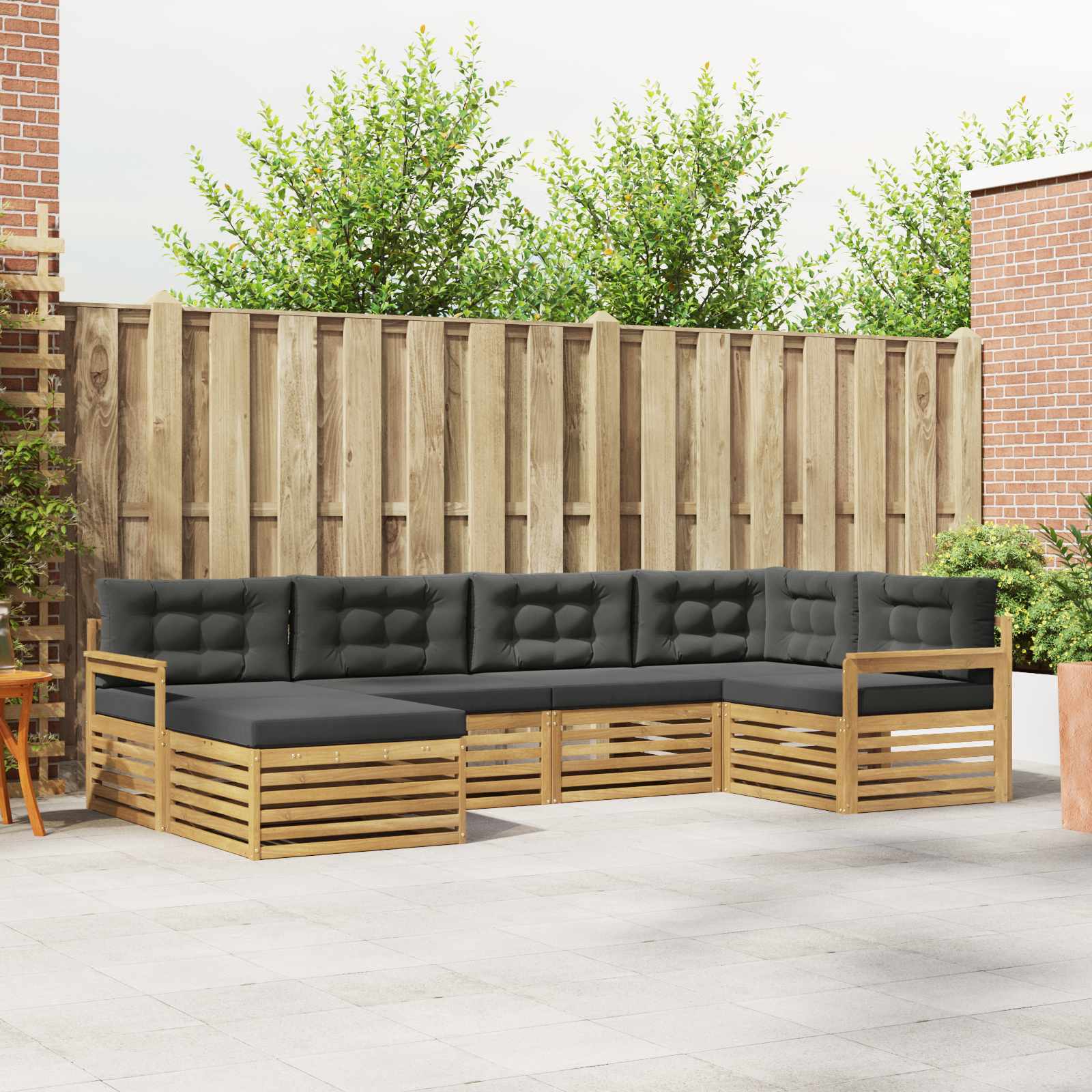 Outdoor-Sofagarnitur 6 pcs Weiß und Anthrazit Polyester