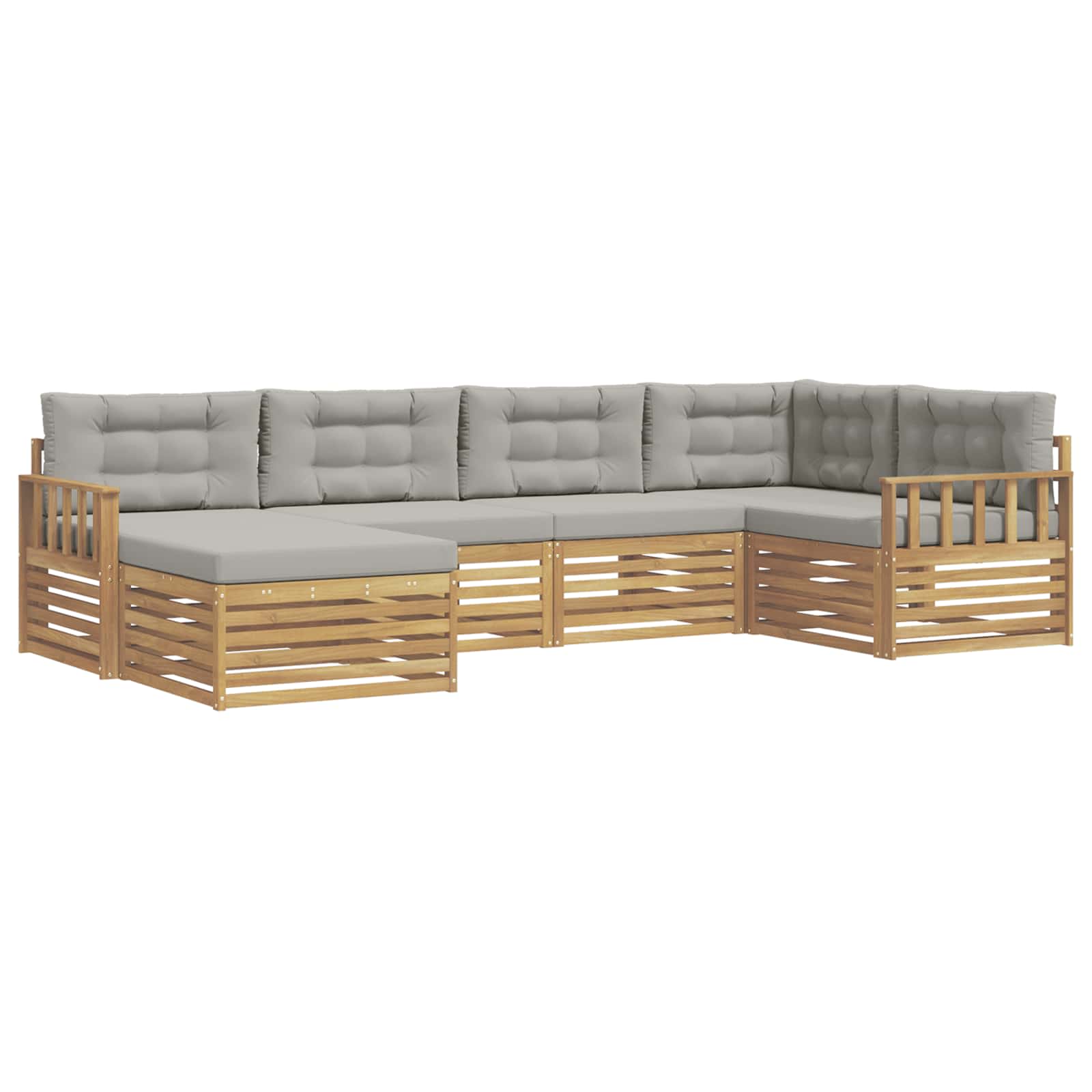 Outdoor-Sofagarnitur 6 pcs Weiß und Hellgrau Polyester