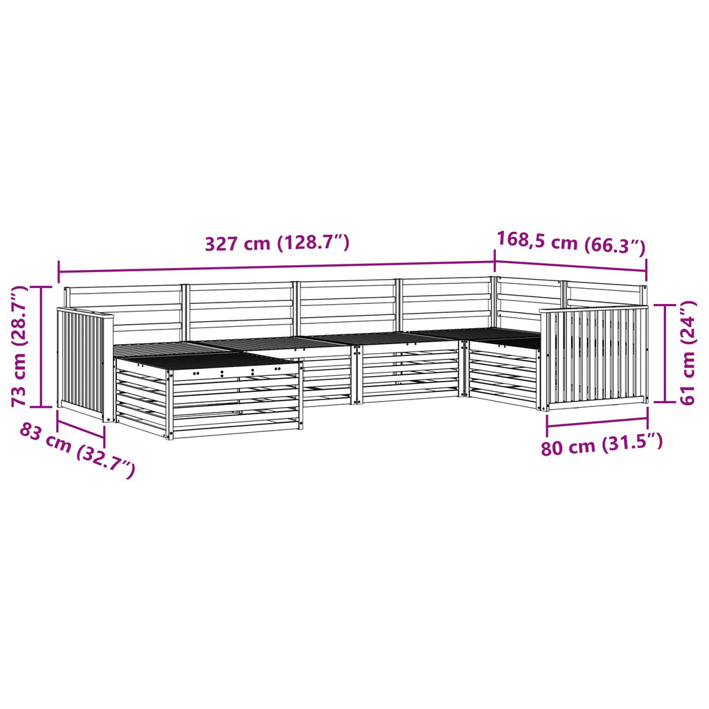 Outdoor-Sofagarnitur 6 pcs Weiß 327 x 168,5 x 73 cm