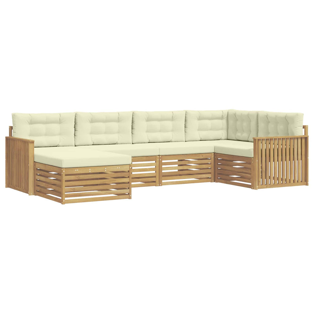 Outdoor-Sofagarnitur 6 pcs Weiß und Creme 327 x 168,5 x 73 cm