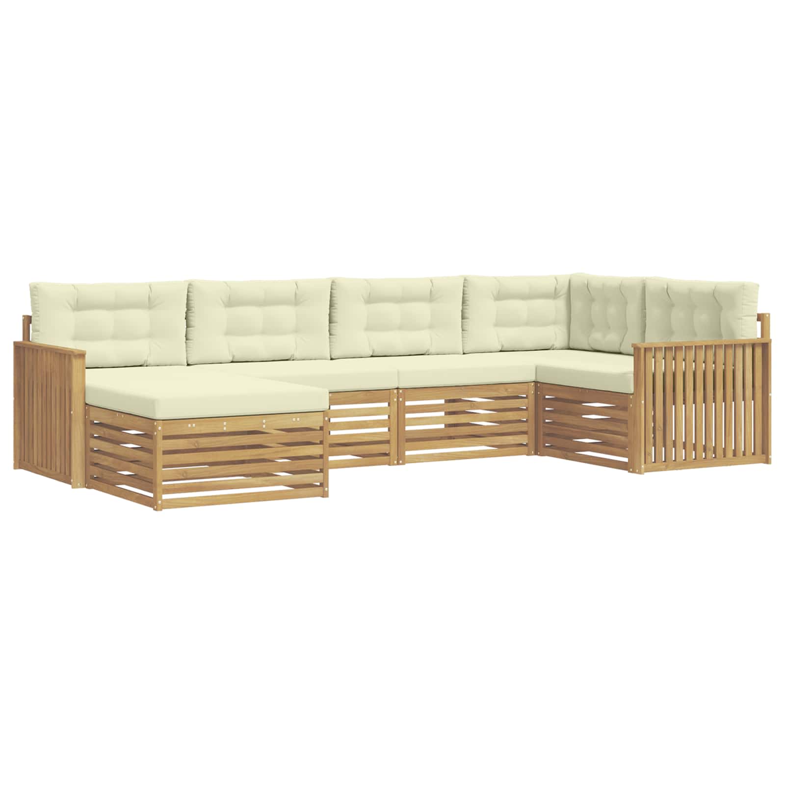 Outdoor-Sofagarnitur 6 pcs Weiß und Creme 327 x 168,5 x 73 cm