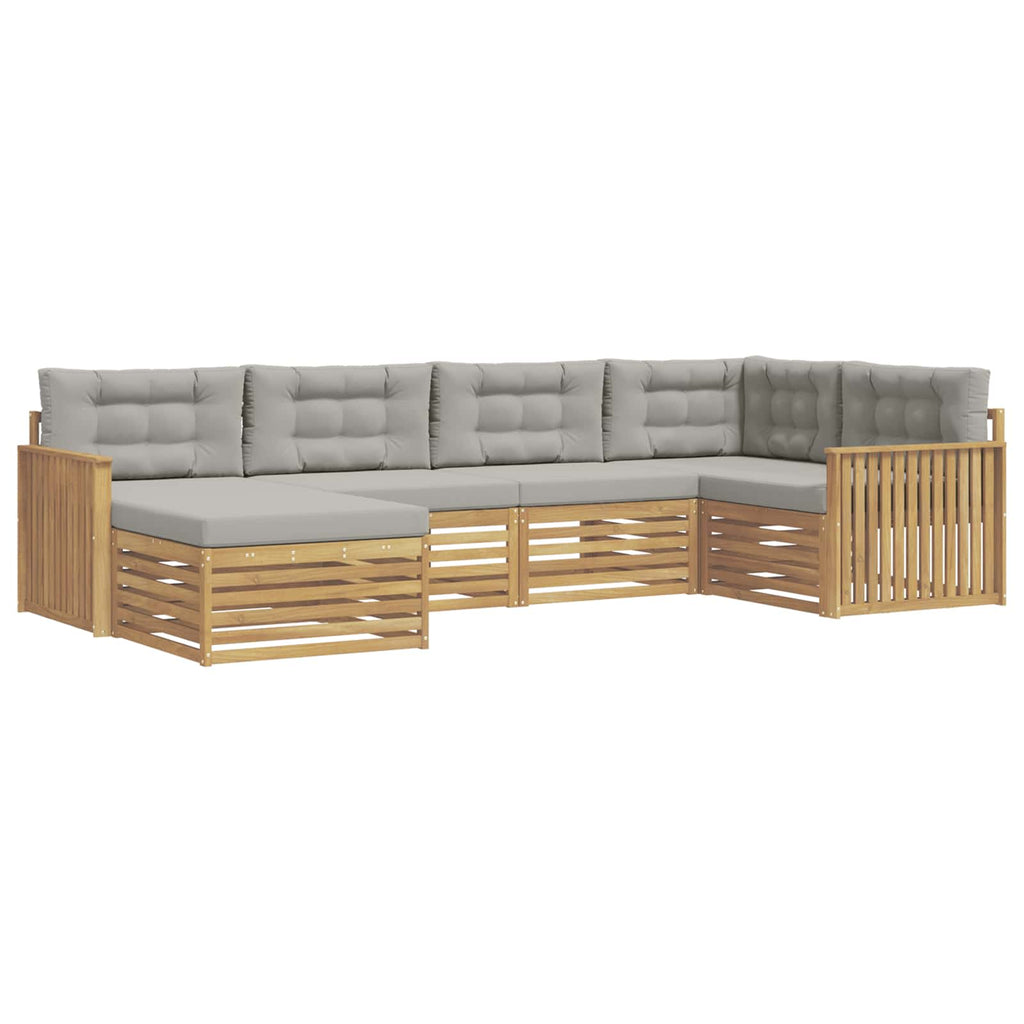 Outdoor-Sofagarnitur 6 pcs Weiß und Hellgrau