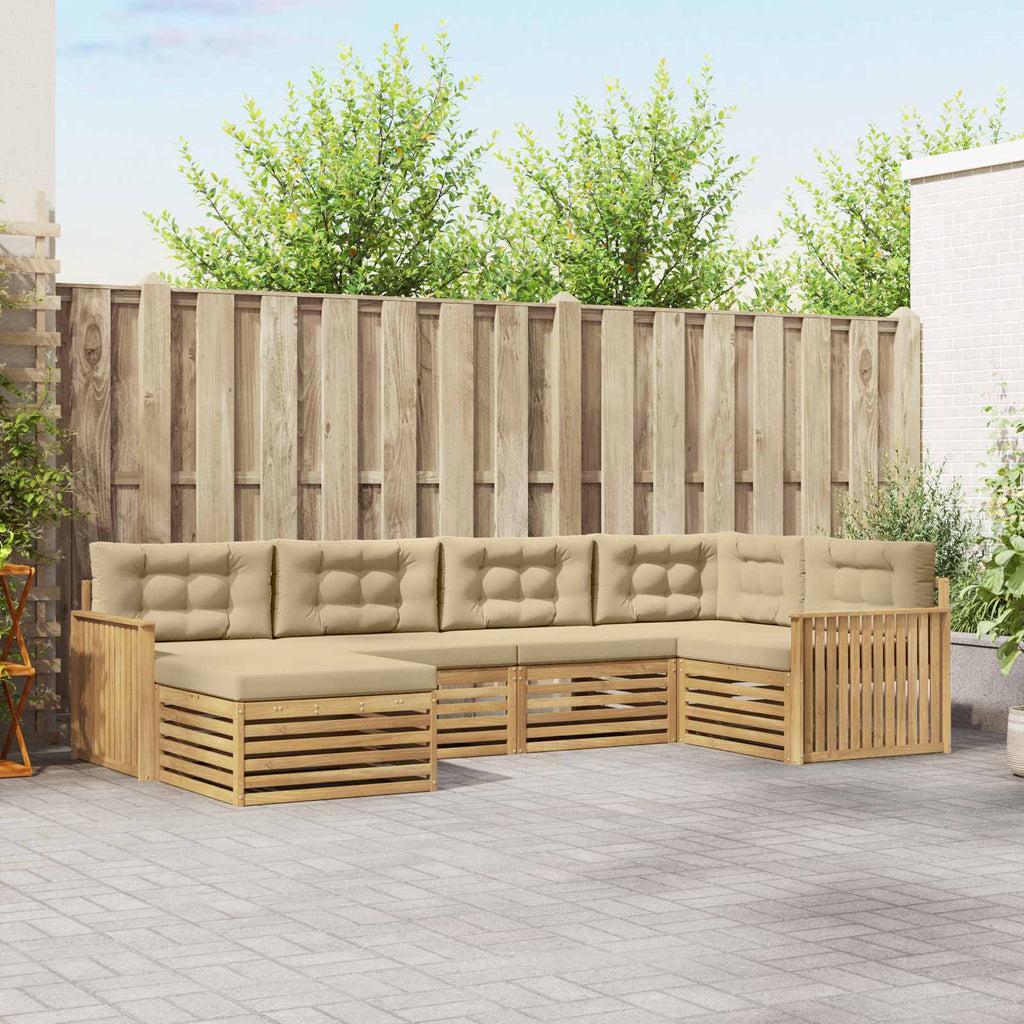 Outdoor-Sofagarnitur 6 pcs Weiß und Beige 327 x 168,5 x 73 cm