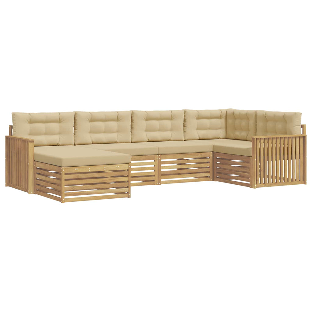 Outdoor-Sofagarnitur 6 pcs Weiß und Beige 327 x 168,5 x 73 cm