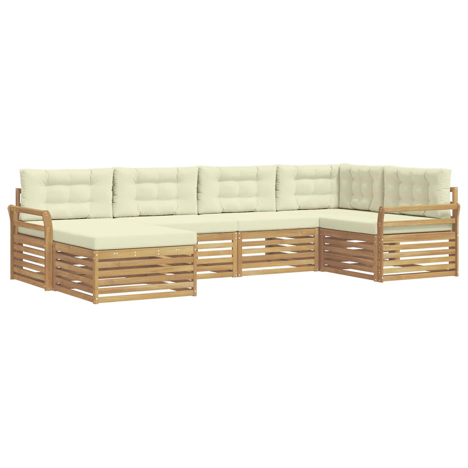 Outdoor-Sofagarnitur 6 pcs Weiß und Creme 329 x 170,5 x 73 cm