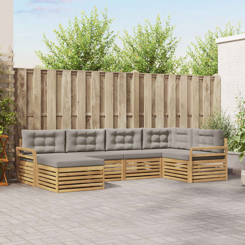 Outdoor-Sofagarnitur 6 pcs Weiß und Hellgrau