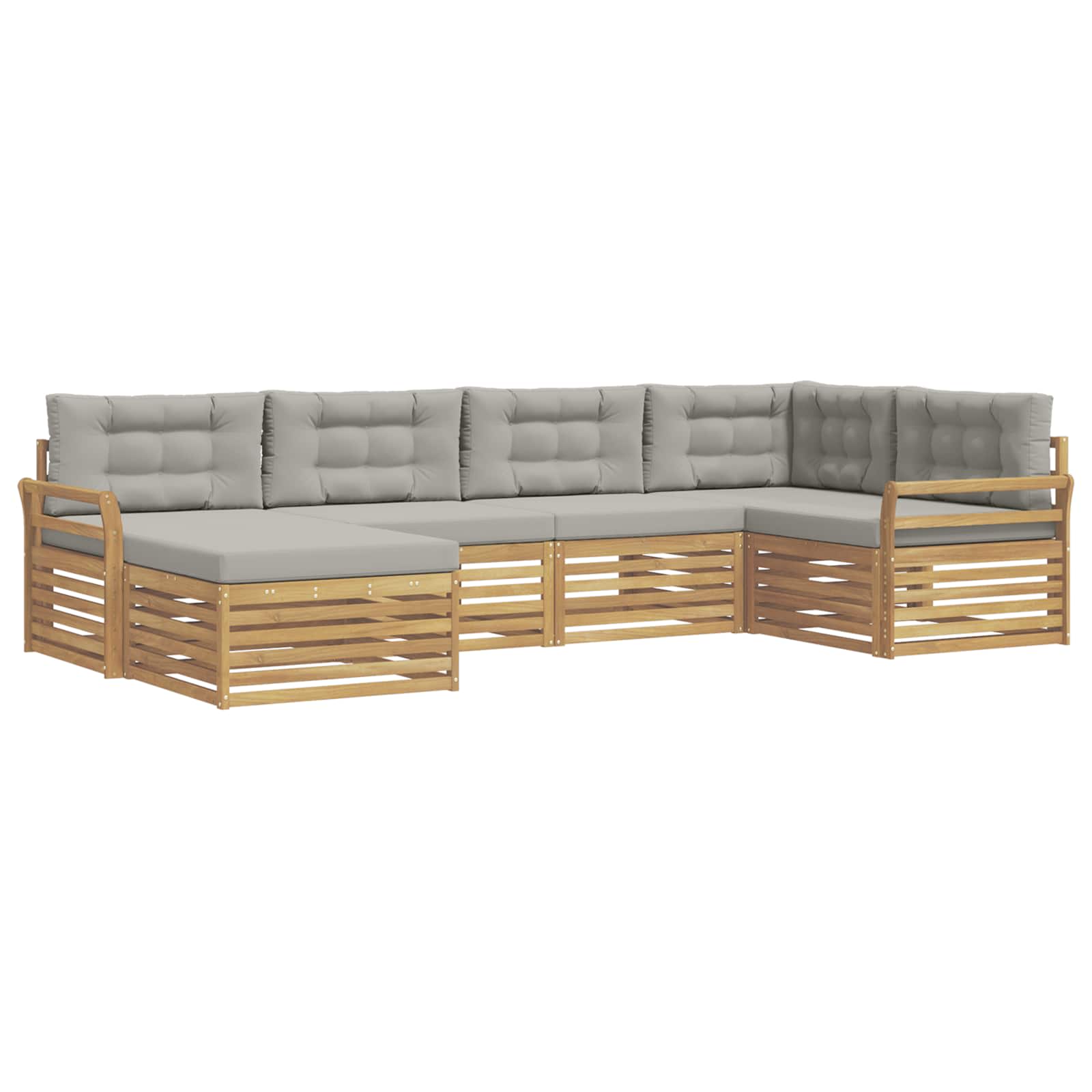 Outdoor-Sofagarnitur 6 pcs Weiß und Hellgrau