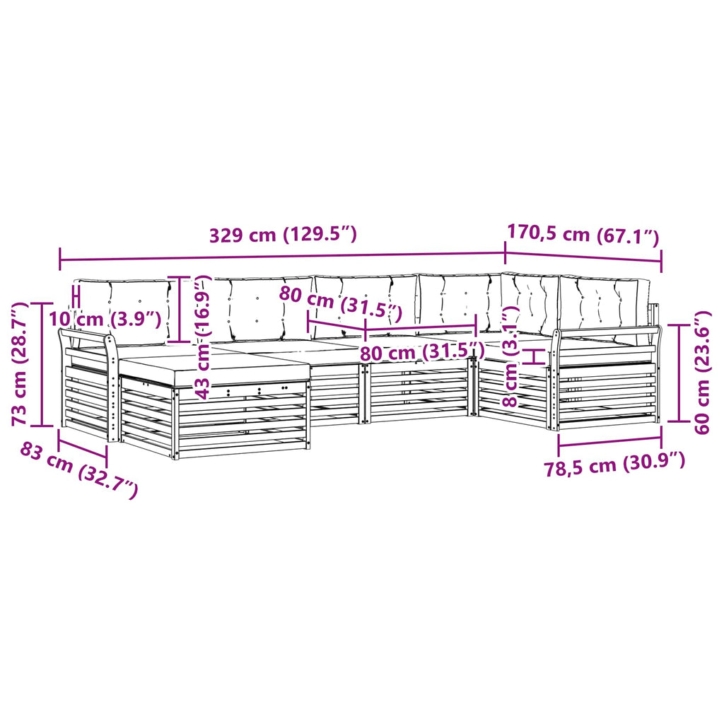 Outdoor-Sofagarnitur 6 pcs Weiß und Hellgrau