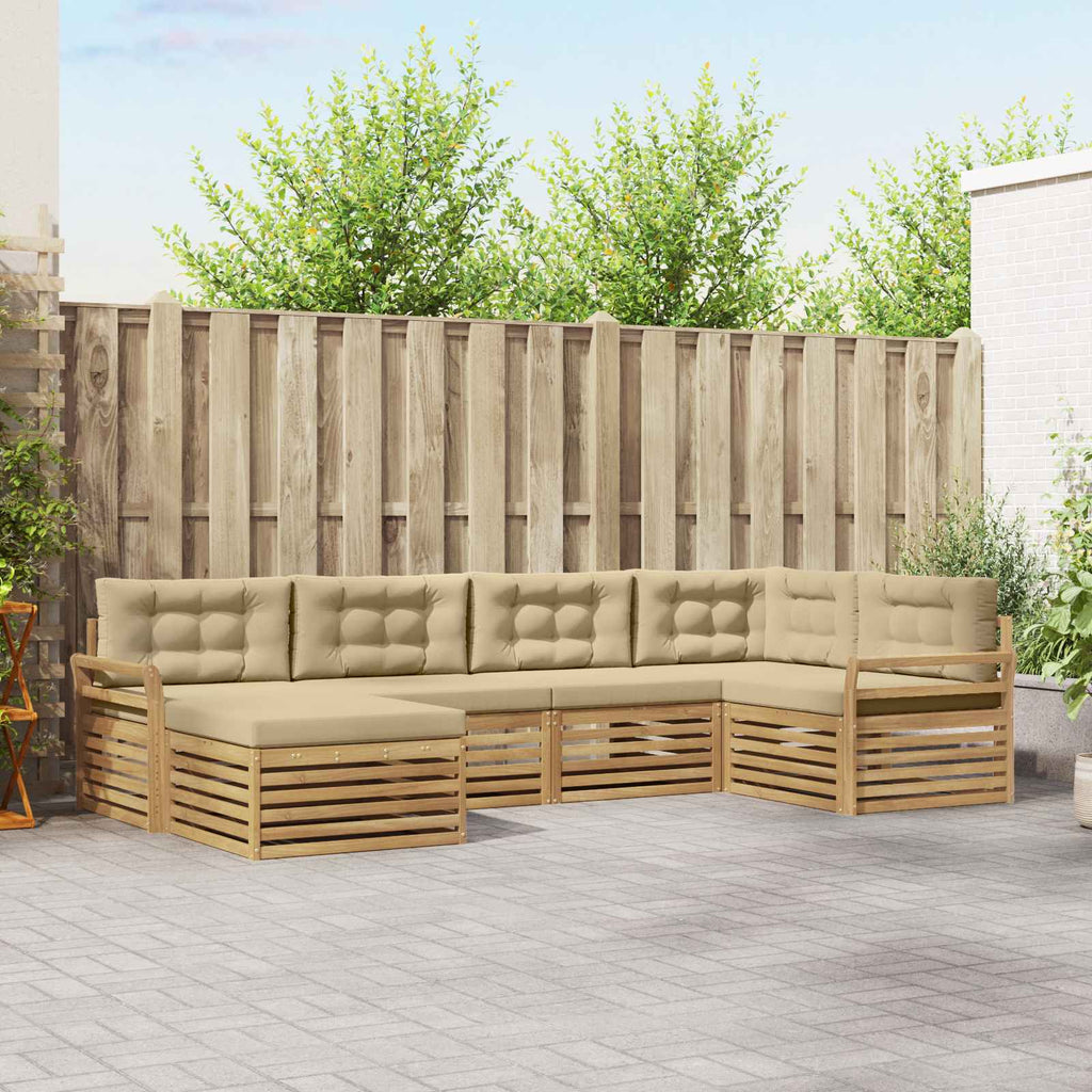Outdoor-Sofagarnitur 6 pcs Weiß und Beige 329 x 170,5 x 73 cm