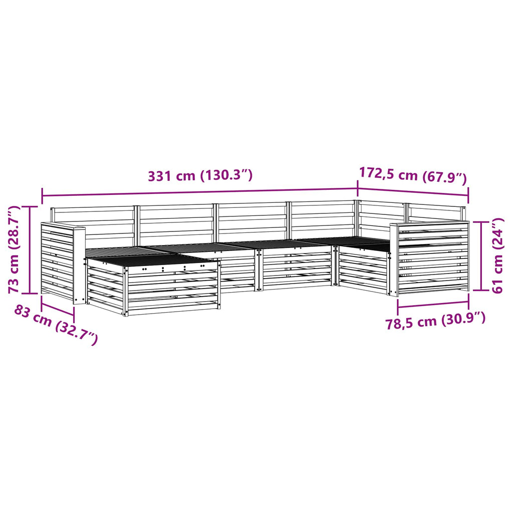 Outdoor-Sofagarnitur 6 pcs Weiß 331 x 172,5 x 73 cm