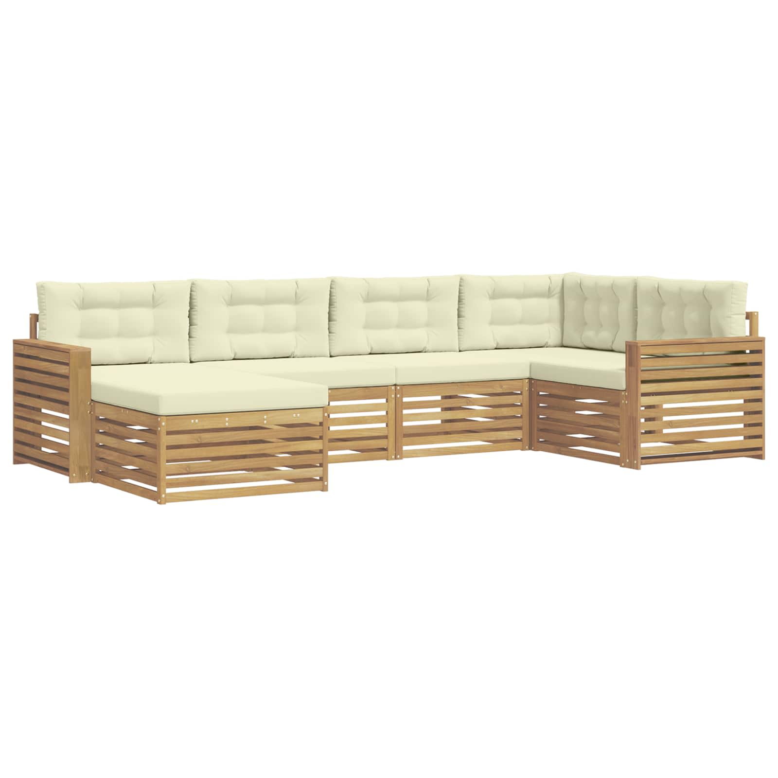 Outdoor-Sofagarnitur 6 pcs Weiß und Creme 331 x 172,5 x 73 cm