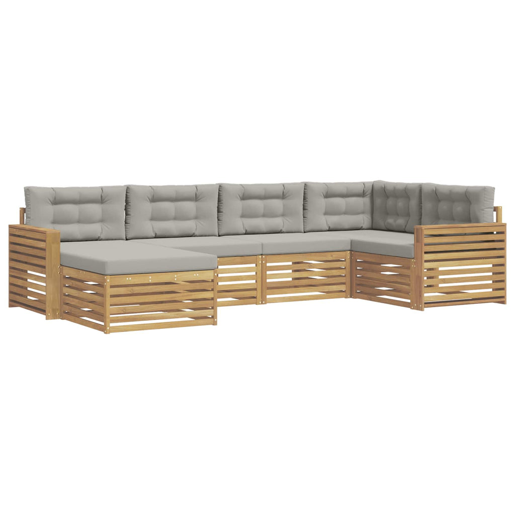 Outdoor-Sofagarnitur 6 pcs Weiß und Hellgrau