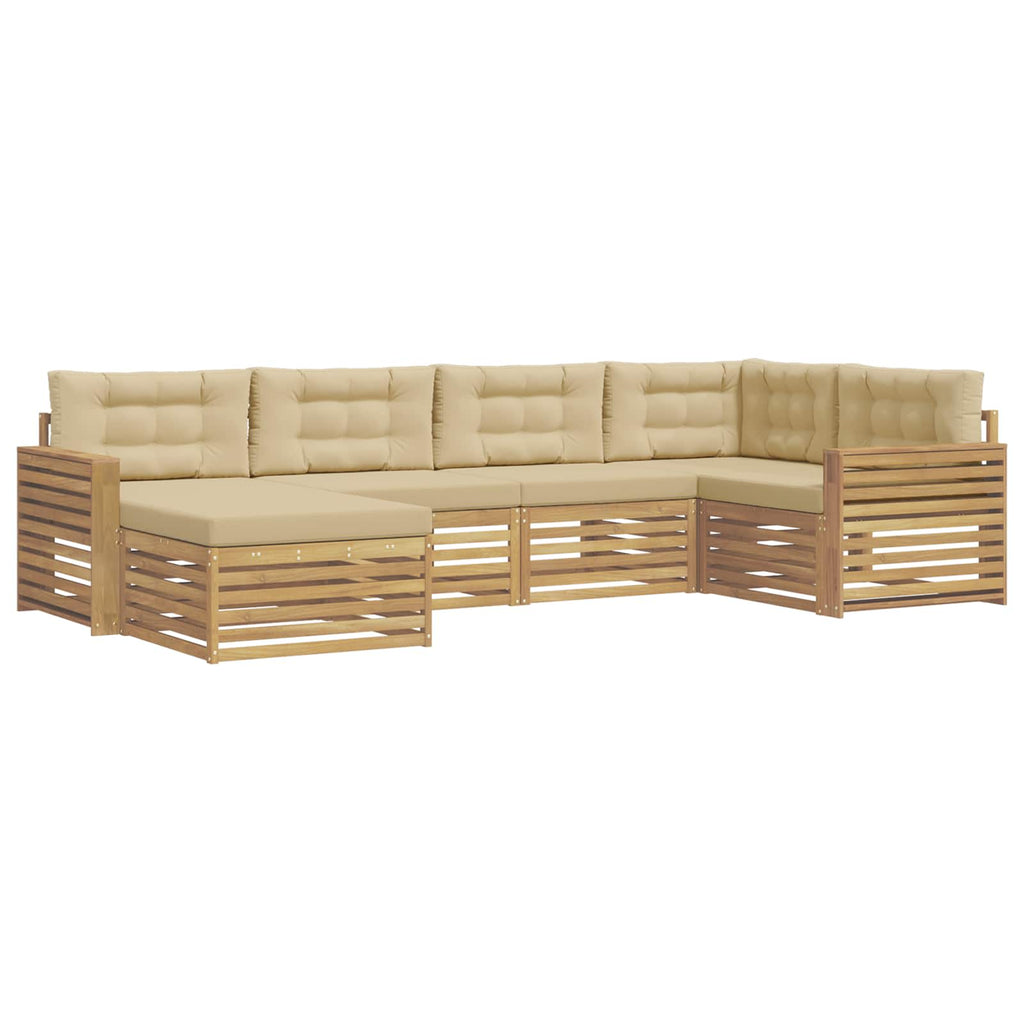 Outdoor-Sofagarnitur 6 pcs Weiß und Beige 331 x 172,5 x 73 cm