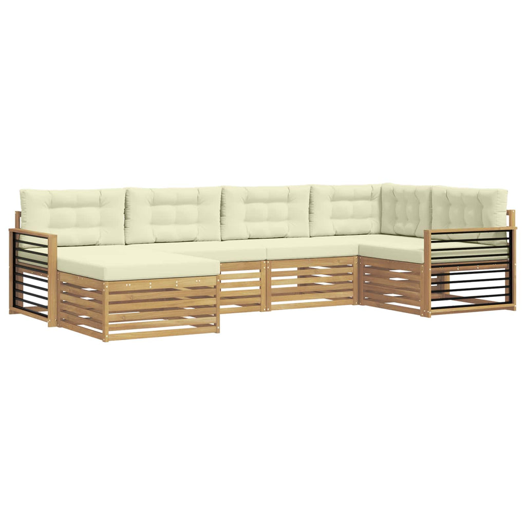 Outdoor-Sofagarnitur mit Kissen 6 pcs Weiß und Creme Polyester