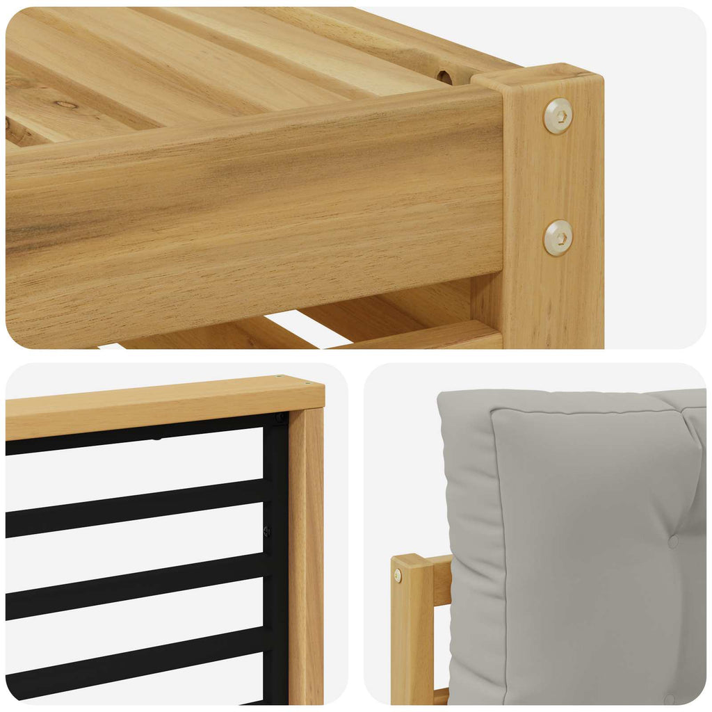 Outdoor-Sofagarnitur 6 pcs Weiß und Hellgrau Polyester