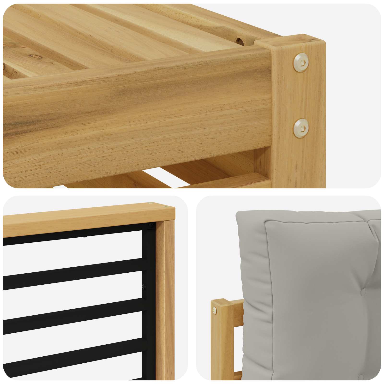 Outdoor-Sofagarnitur 6 pcs Weiß und Hellgrau Polyester