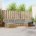 Outdoor-Sofagarnitur 6 pcs Weiß und Hellgrau Polyester