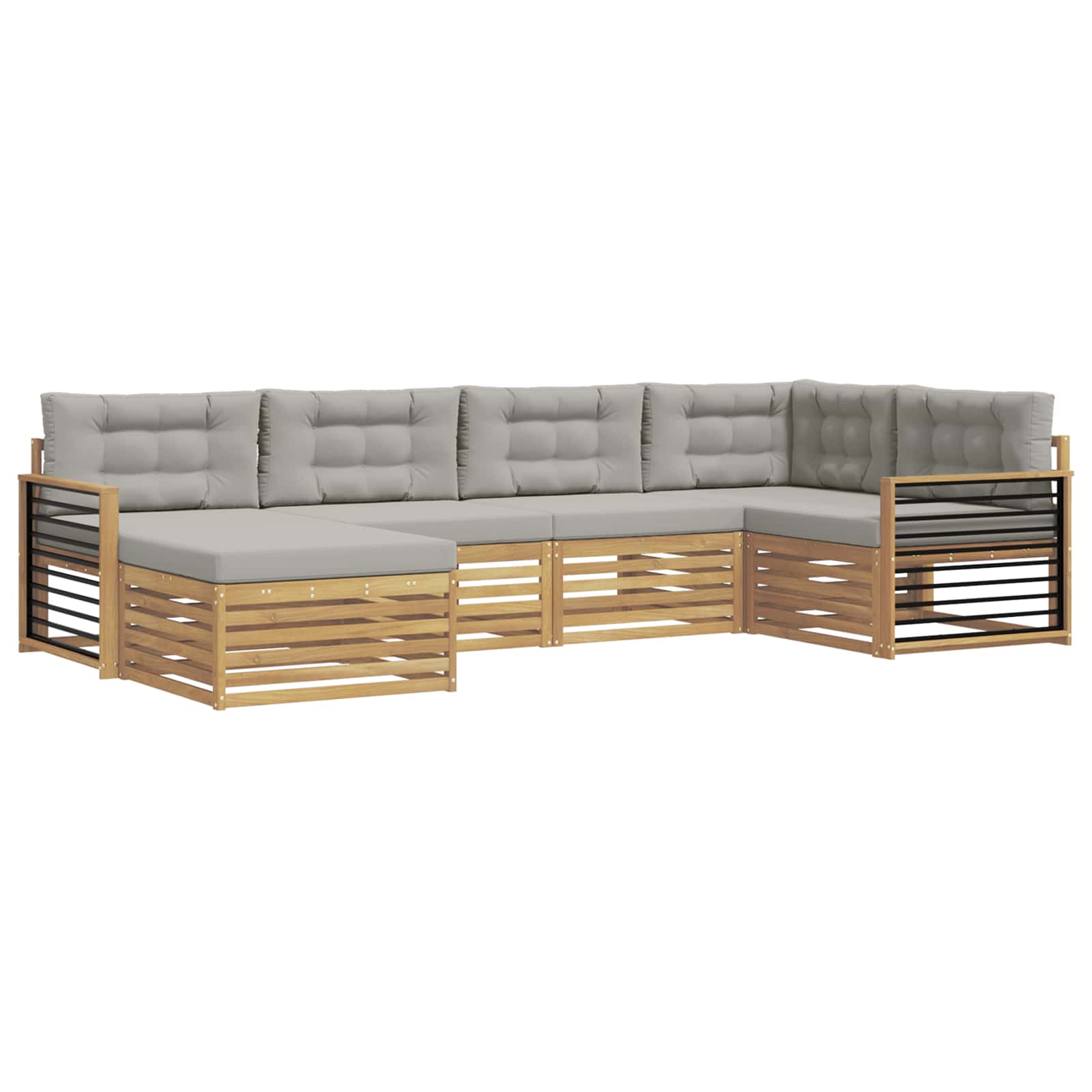 Outdoor-Sofagarnitur 6 pcs Weiß und Hellgrau Polyester