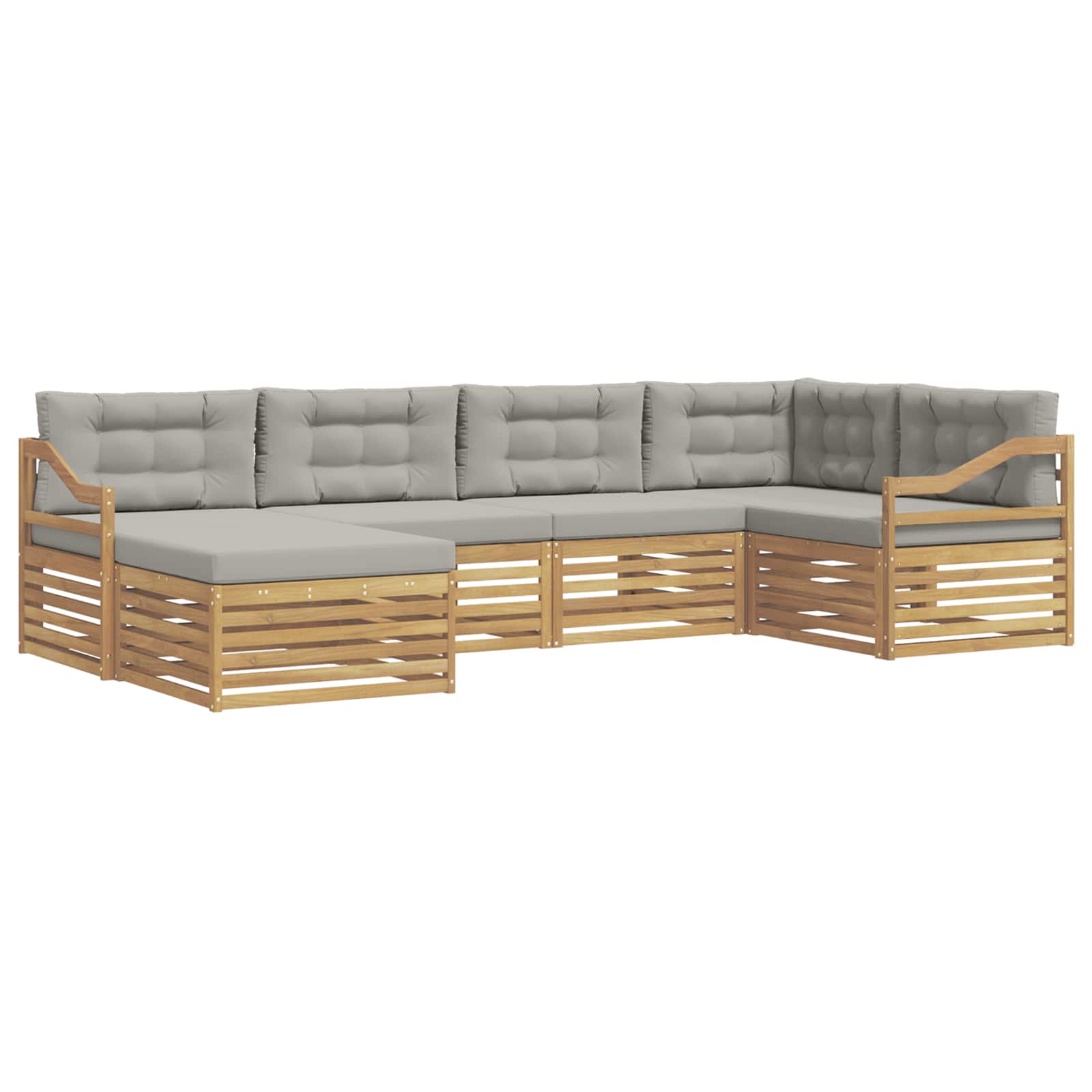 Outdoor-Sofagarnitur 6 pcs Weiß und Hellgrau Polyester