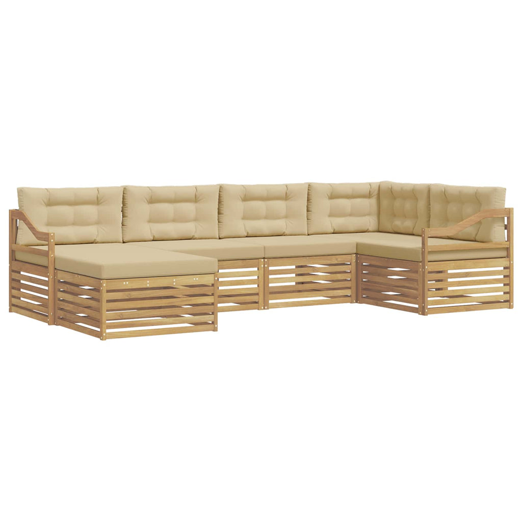 Outdoor-Sofagarnitur mit Kissen 6 pcs Weiß und Beige Polyester