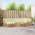 Outdoor-Sofagarnitur mit Kissen 7 pcs Weiß und Creme