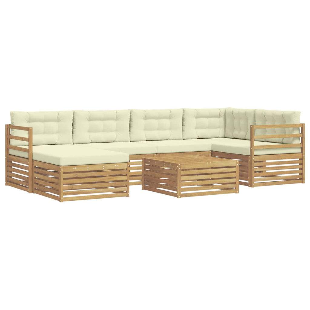Outdoor-Sofagarnitur mit Kissen 7 pcs Weiß und Creme