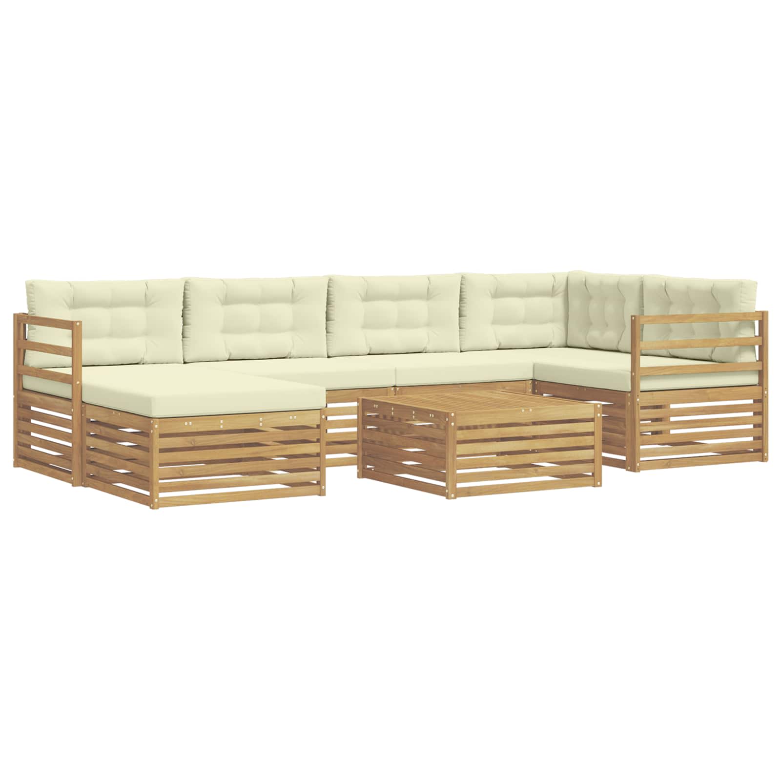 Outdoor-Sofagarnitur mit Kissen 7 pcs Weiß und Creme