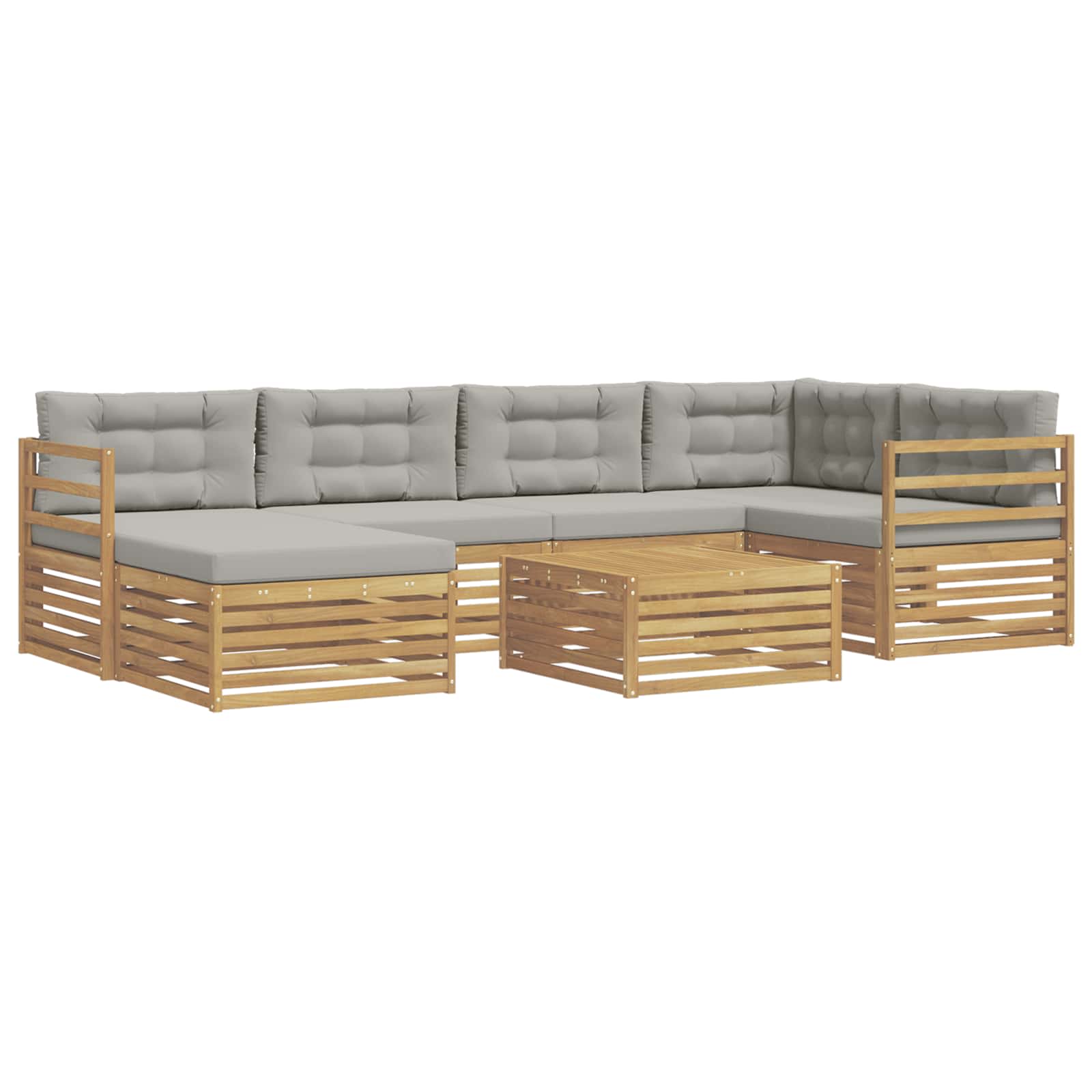 Outdoor-Sofagarnitur mit Kissen 7 pcs Weiß und Hellgrau