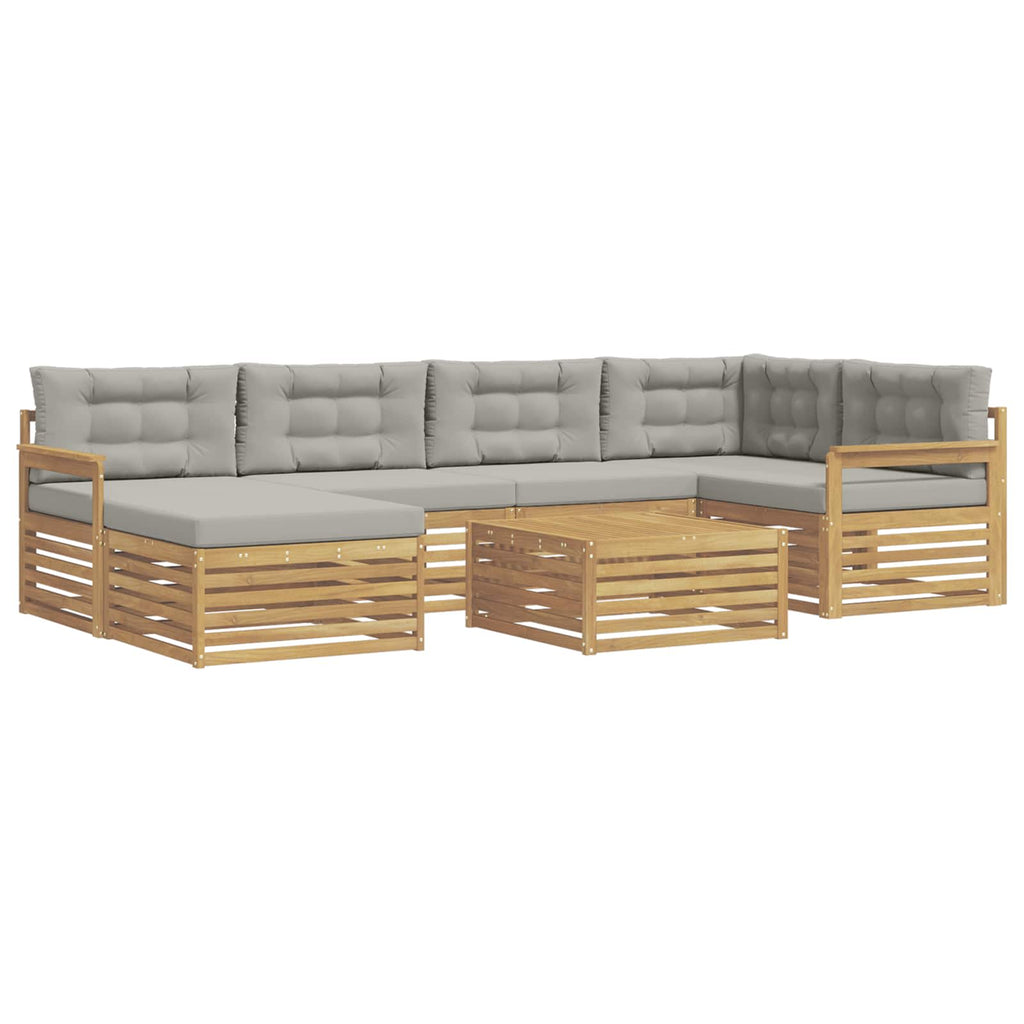 Outdoor-Sofagarnitur mit Kissen 7 pcs Weiß und Hellgrau