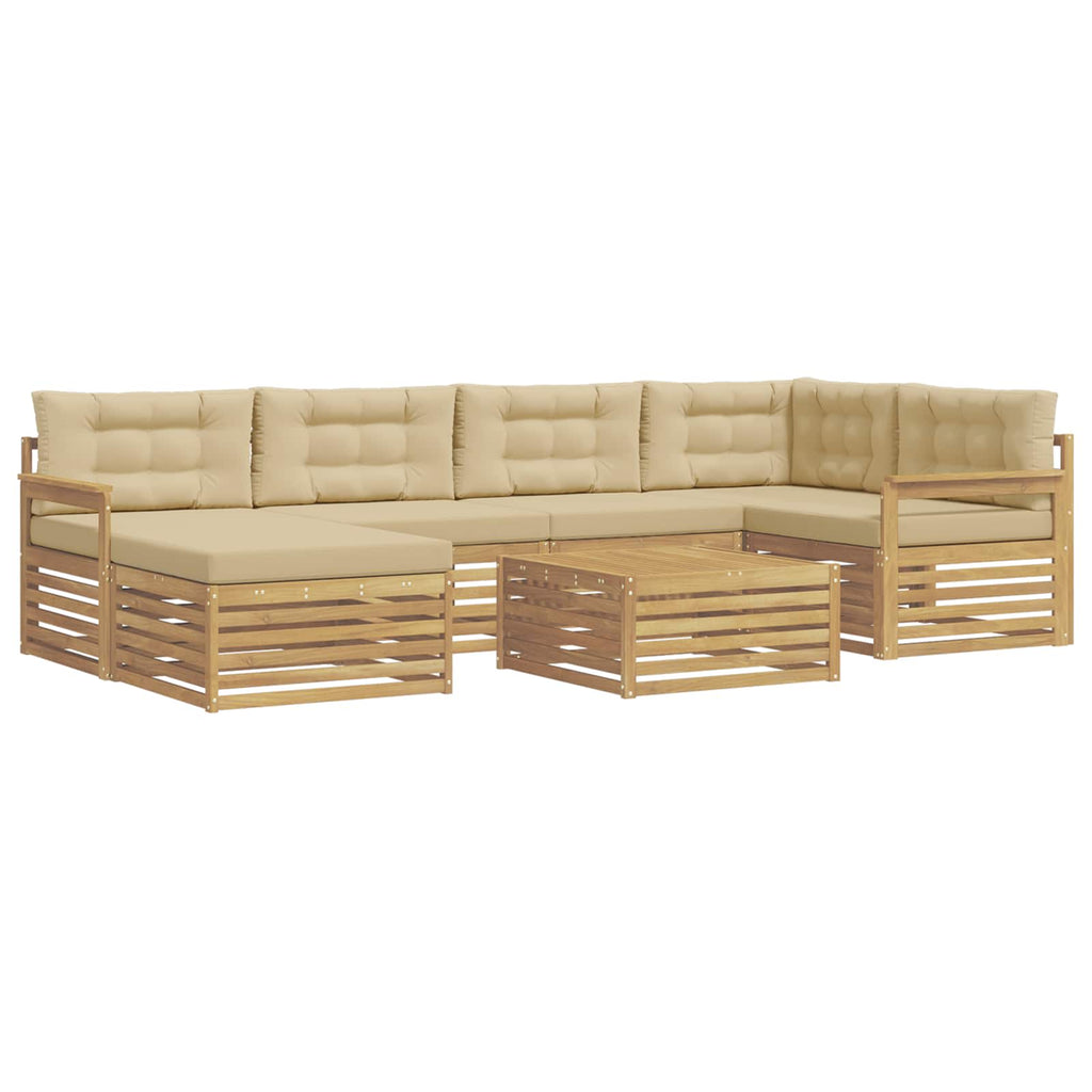 Outdoor-Sofagarnitur mit Kissen 7 pcs Weiß und Beige