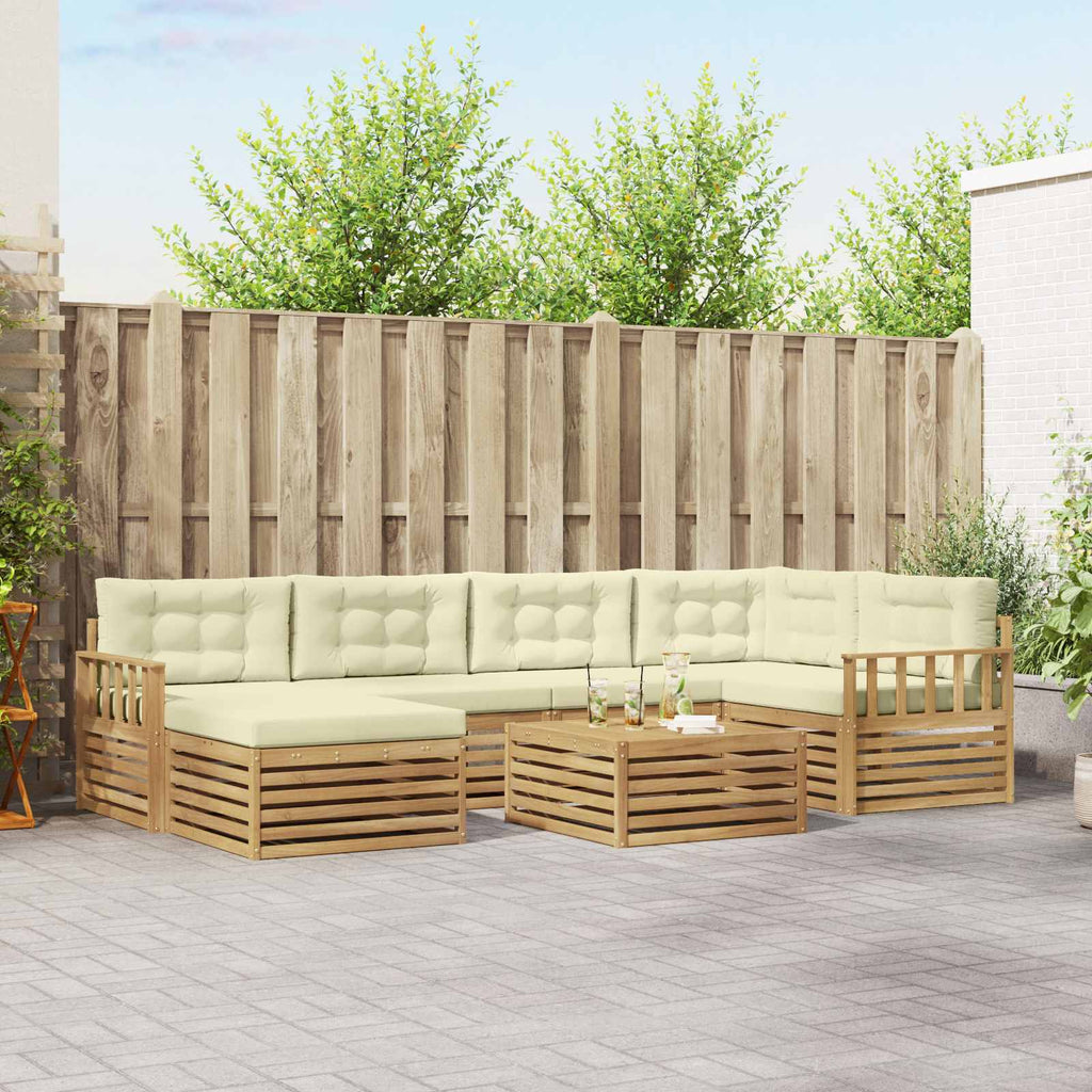 Outdoor-Sofagarnitur mit Kissen 7 pcs Weiß und Creme