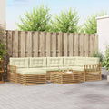 Outdoor-Sofagarnitur mit Kissen 7 pcs Weiß und Creme