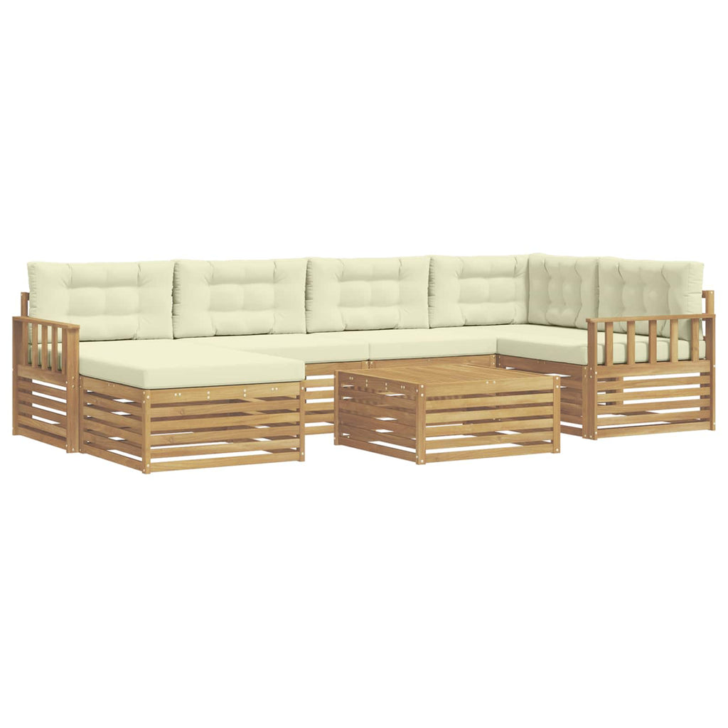 Outdoor-Sofagarnitur mit Kissen 7 pcs Weiß und Creme