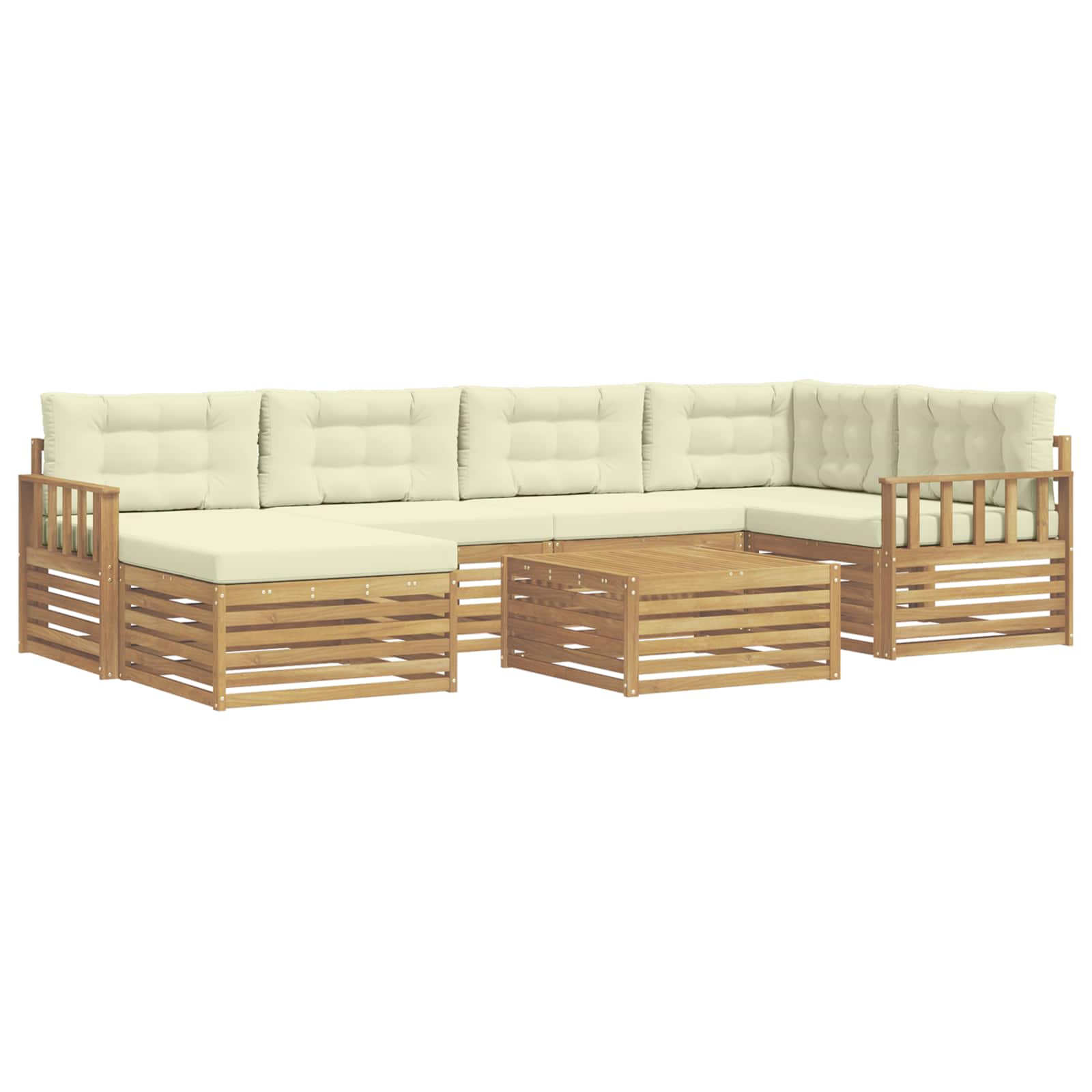 Outdoor-Sofagarnitur mit Kissen 7 pcs Weiß und Creme