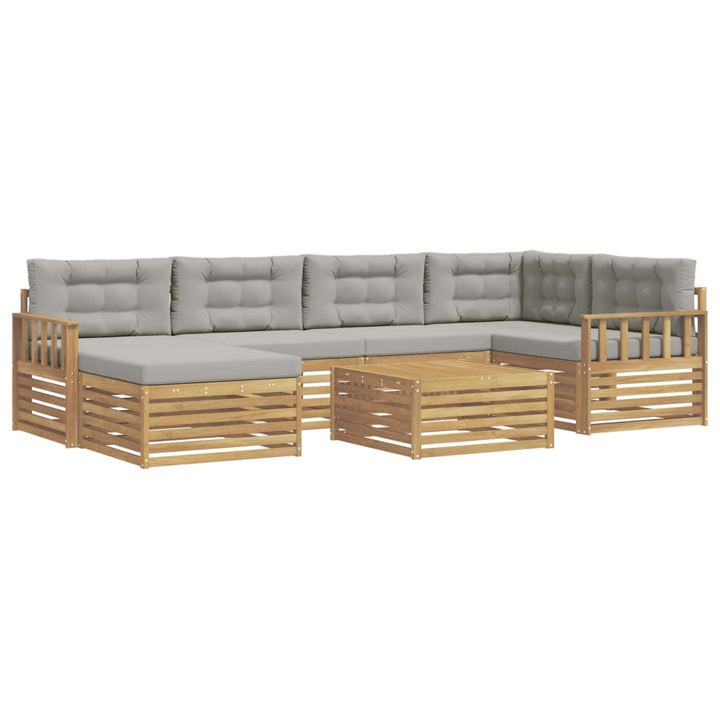 Outdoor-Sofagarnitur mit Kissen 7 pcs Weiß und Hellgrau