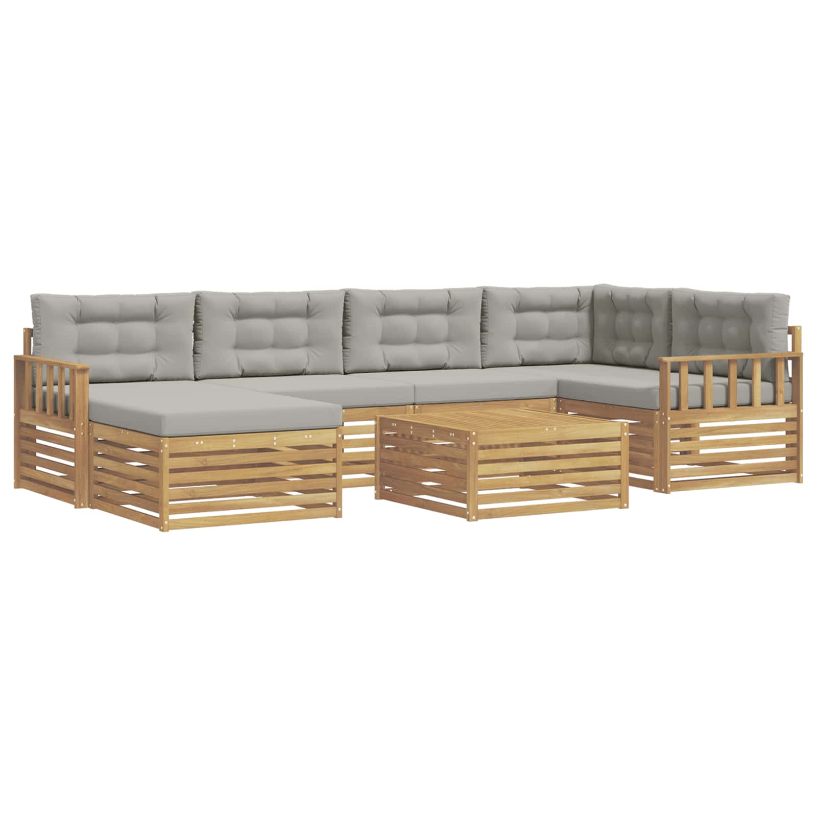 Outdoor-Sofagarnitur mit Kissen 7 pcs Weiß und Hellgrau