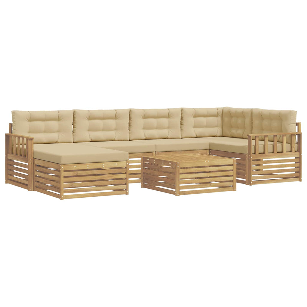 Outdoor-Sofagarnitur mit Kissen 7 pcs Weiß und Beige