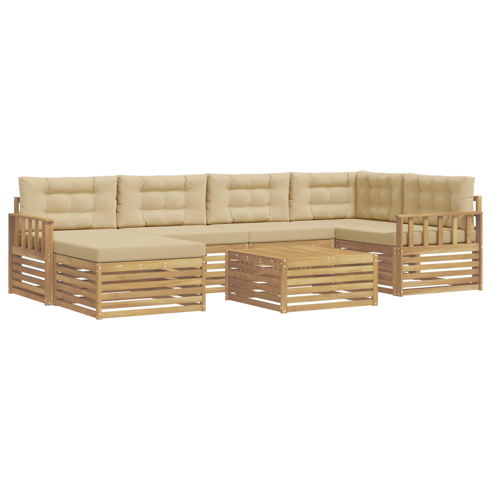 Outdoor-Sofagarnitur mit Kissen 7 pcs Weiß und Beige