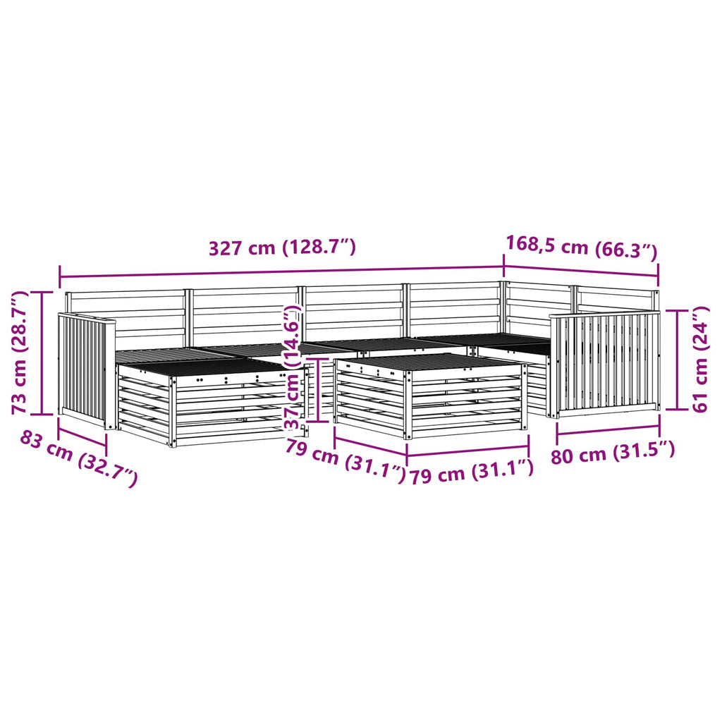 Outdoor-Sofagarnitur 7 pcs Weiß Massivholz Akazie