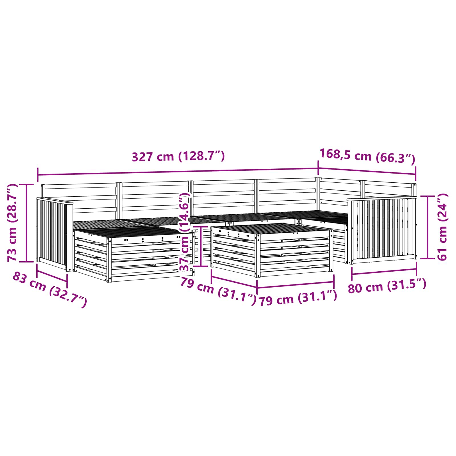 Outdoor-Sofagarnitur 7 pcs Weiß Massivholz Akazie