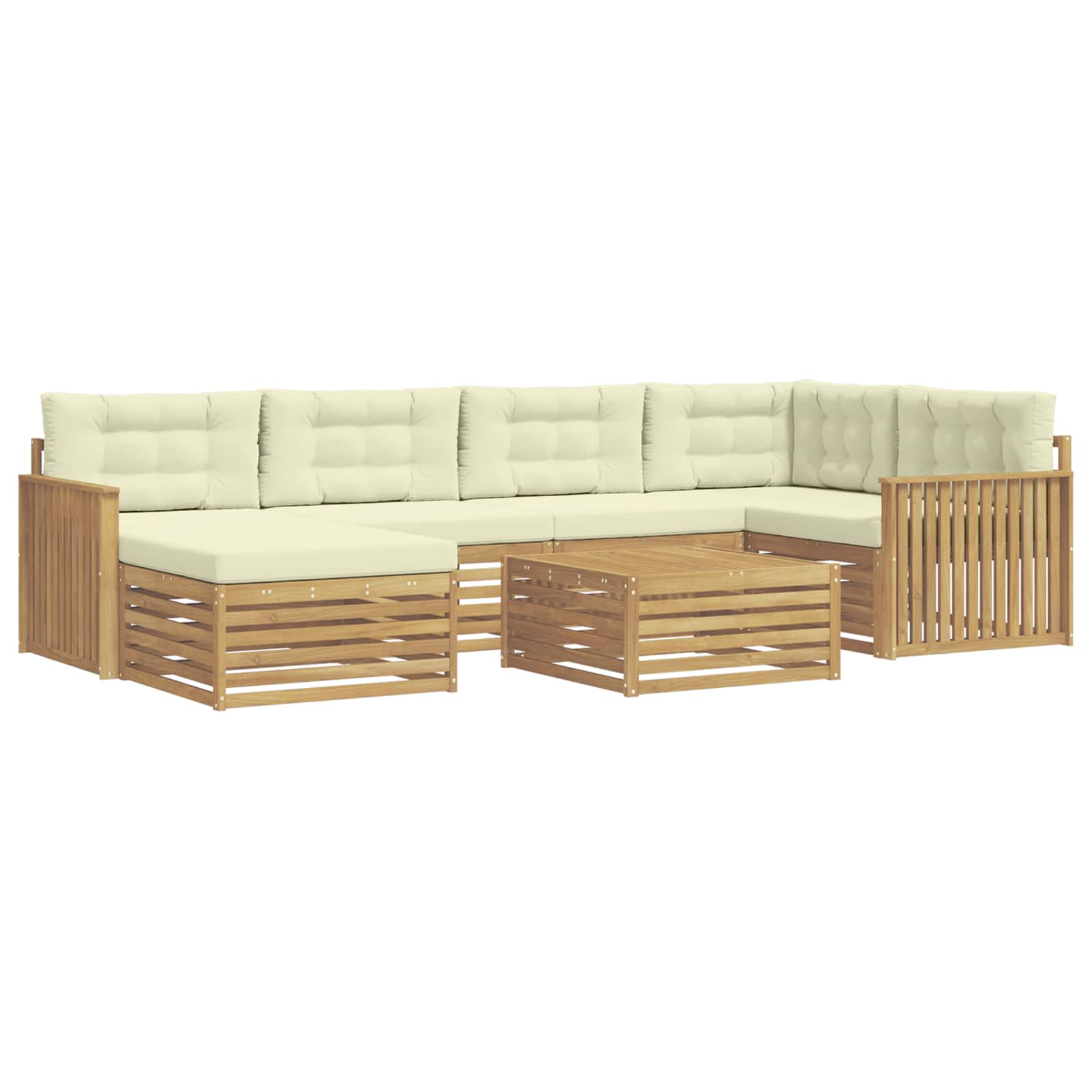 Outdoor-Sofagarnitur mit Kissen 7 pcs Weiß und Creme