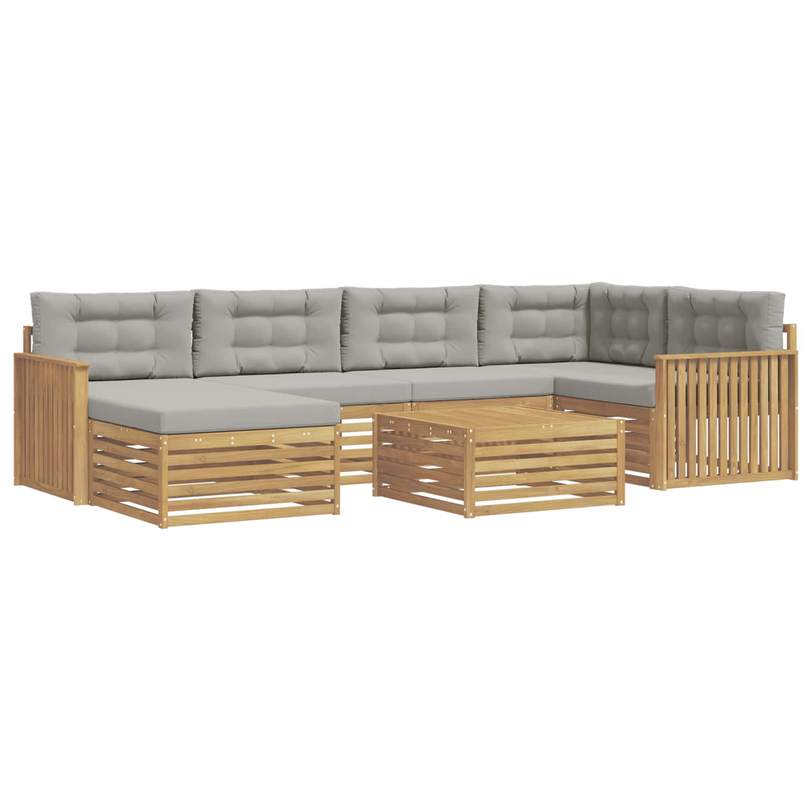 Outdoor-Sofagarnitur mit Kissen 7 pcs Weiß und Hellgrau