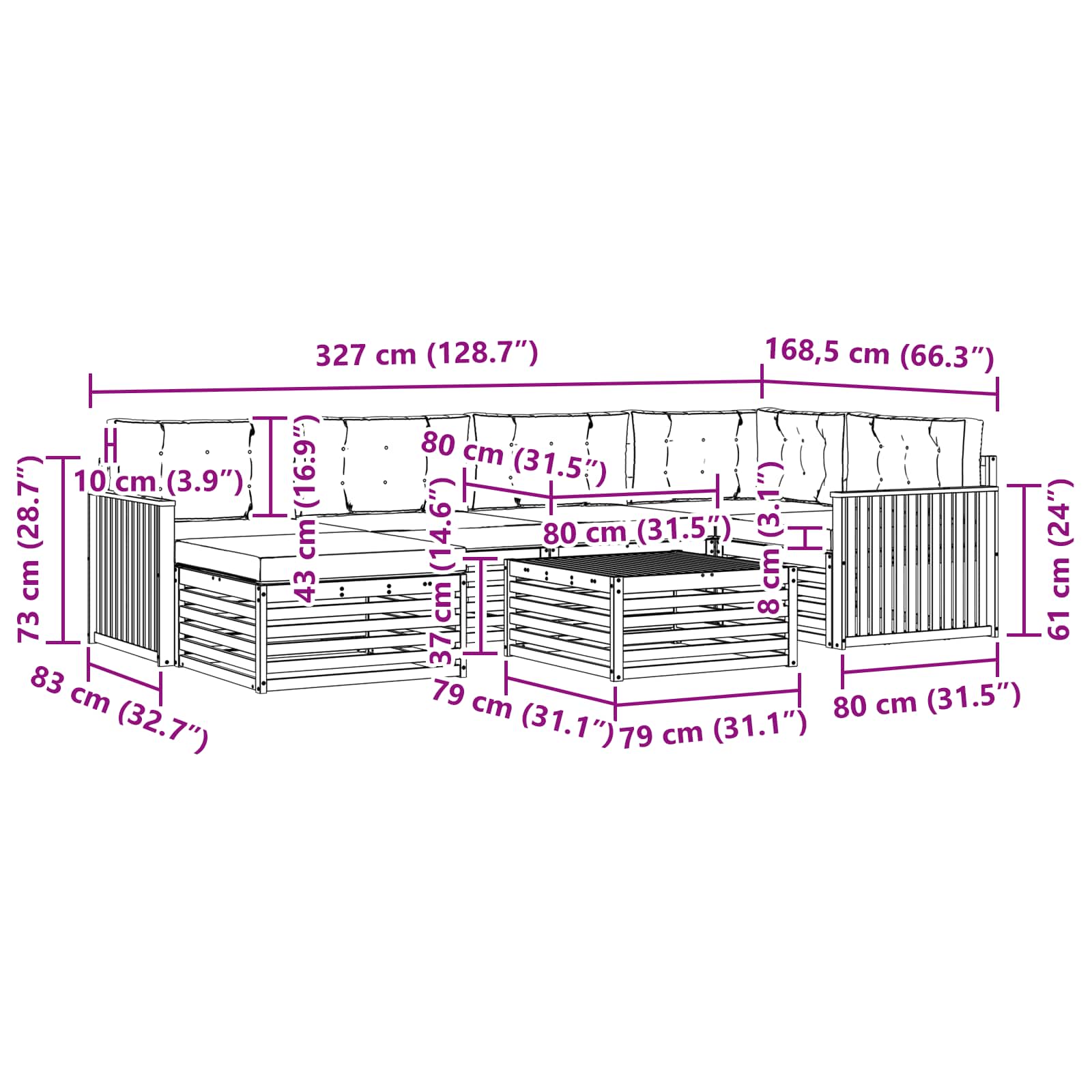 Outdoor-Sofagarnitur mit Kissen 7 pcs Weiß und Anthrazit