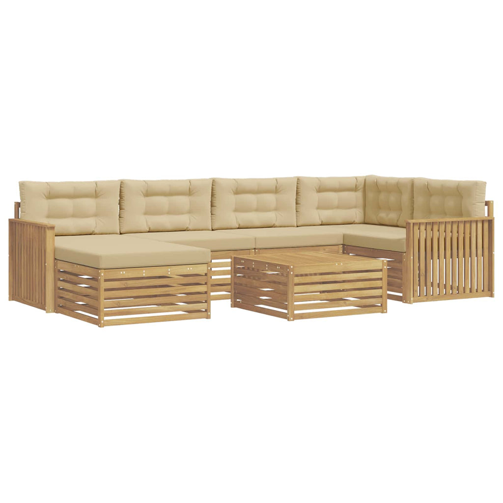Outdoor-Sofagarnitur mit Kissen 7 pcs Weiß und Beige